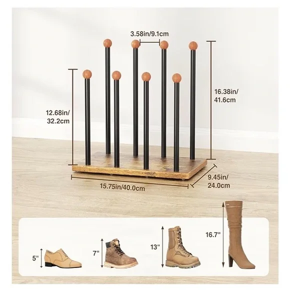 pickpiff Cedar Ball End Boot Rack 4-Pair Shoe Organizer. NEW - Picture 3 of 9